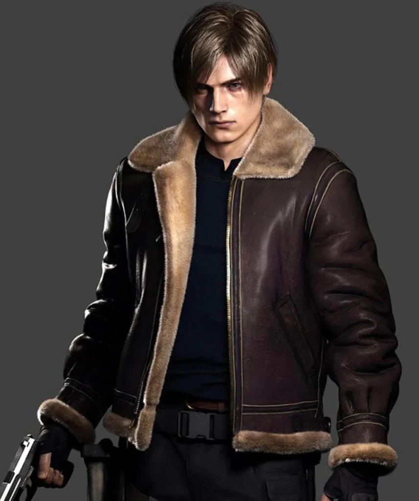 RE4 brown leather jacket