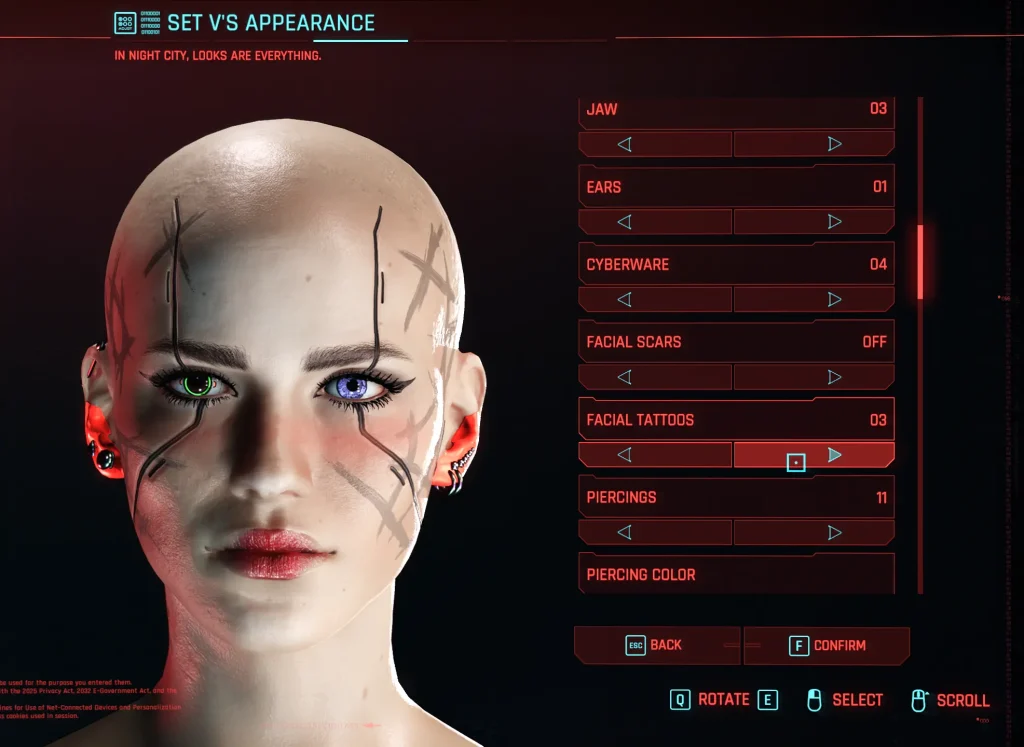 cyberpunk 2077 facial modifications