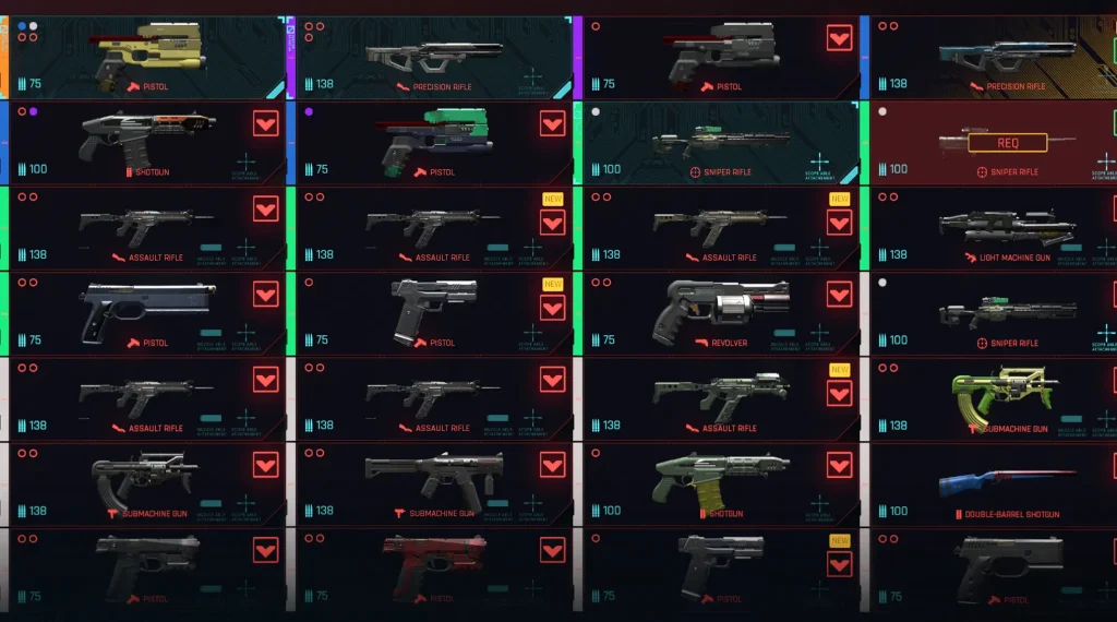 cyberpunk 2077 legendary weapons list