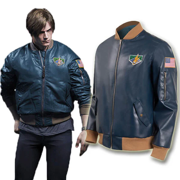 leons kennedy RE4 remake blue jacket 